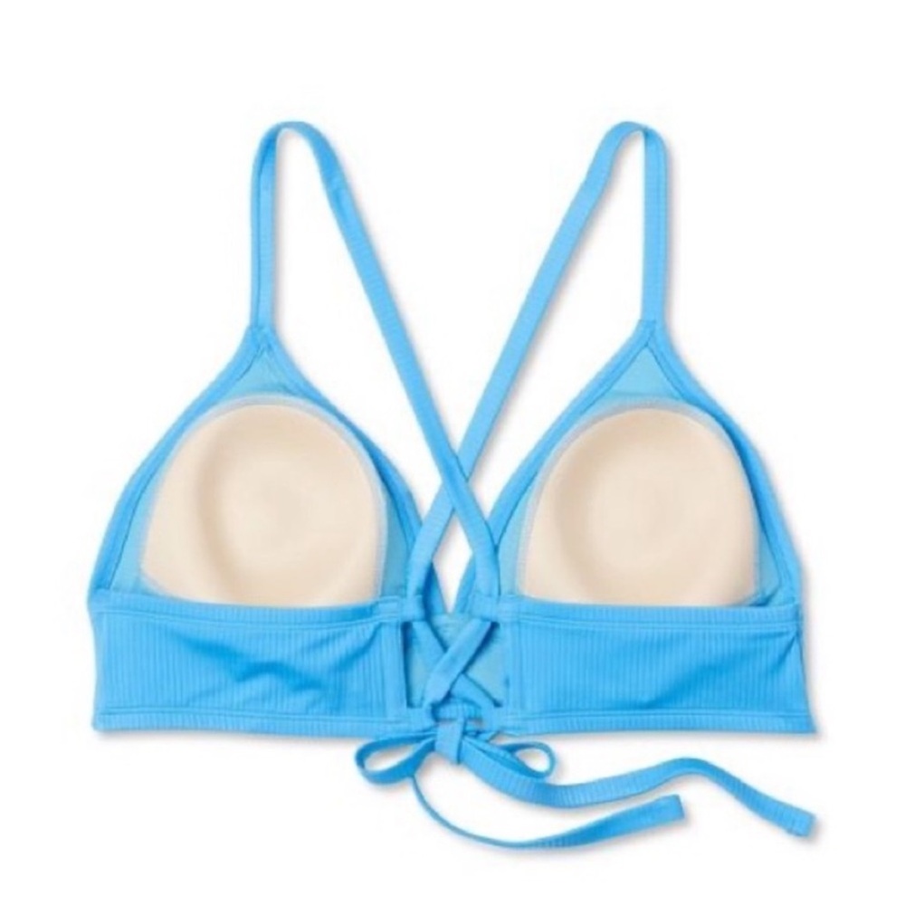 Wild Fable Blue Ribbed Triangle String Bikini Top - Picture 4 of 4